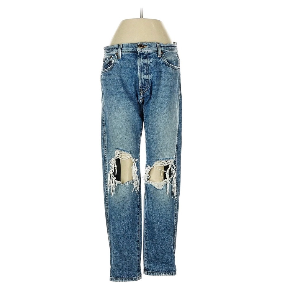 KHAITE Kyle Jeans 26‎ USA Made Distressed Knee Straight Leg 100% Cotton - Picture 3 of 10